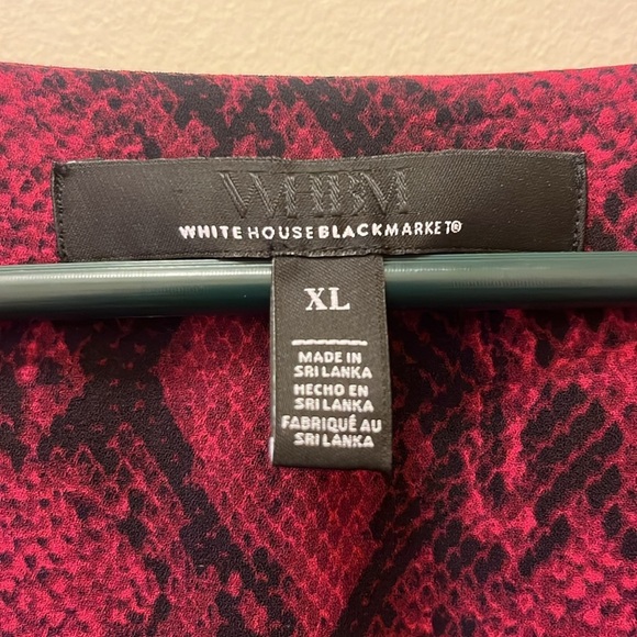 White House Black Market Red 3/4 Sleeve Embellished Blouse - Picture 2 of 12